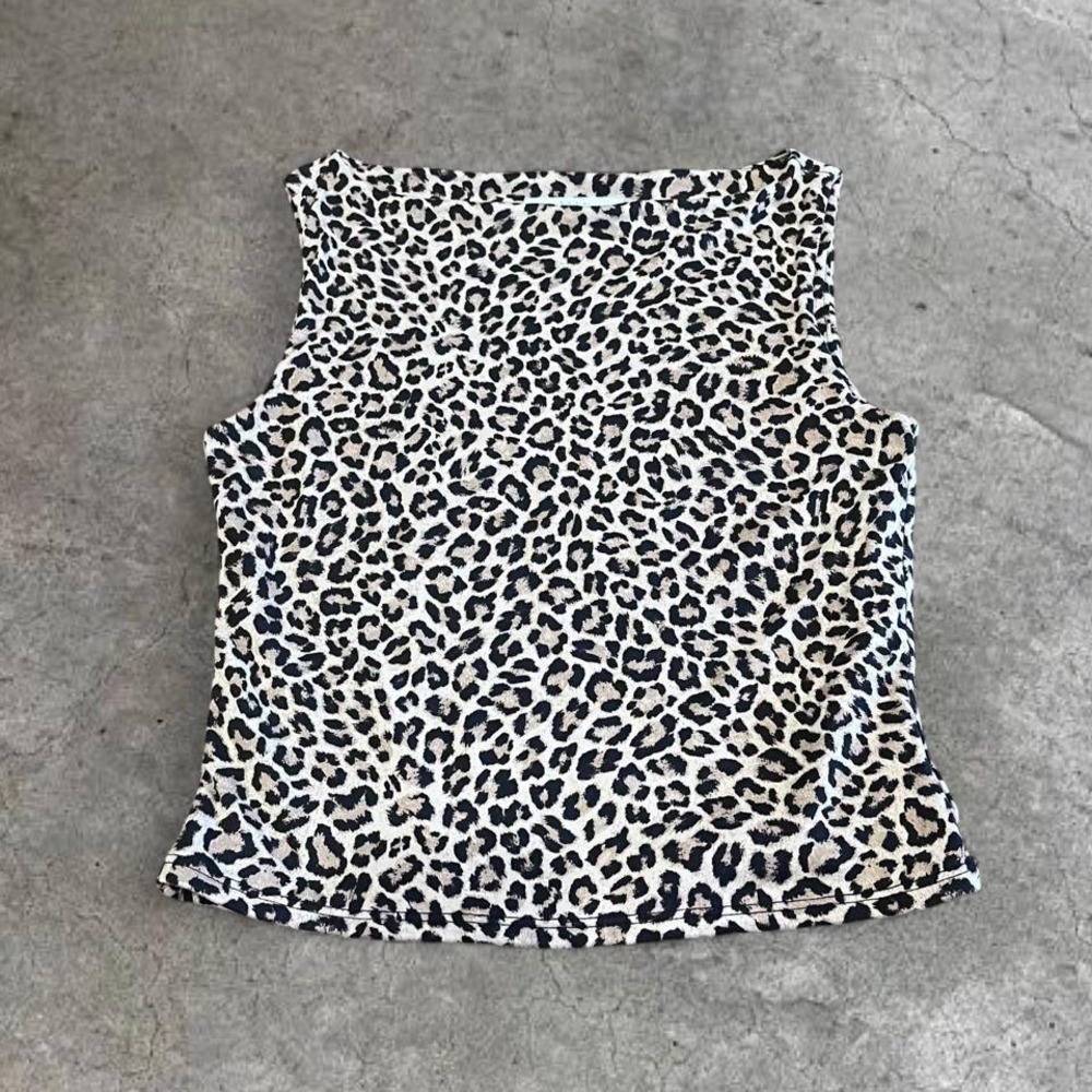 y2k cheetah print tank top small